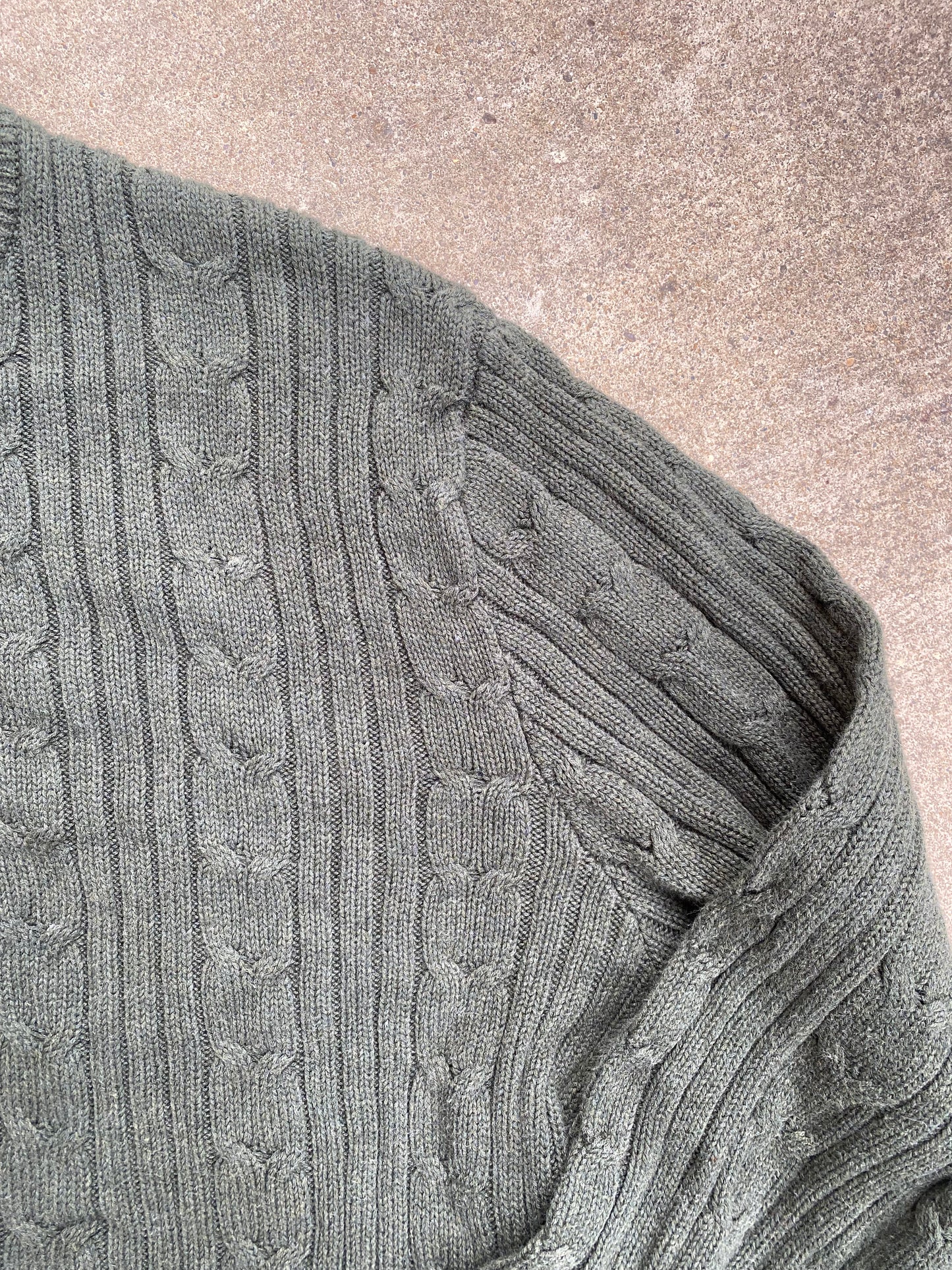 Eddie Bauer Green Cableknit Cotton Sweater - Brimm Archive Wardrobe Research